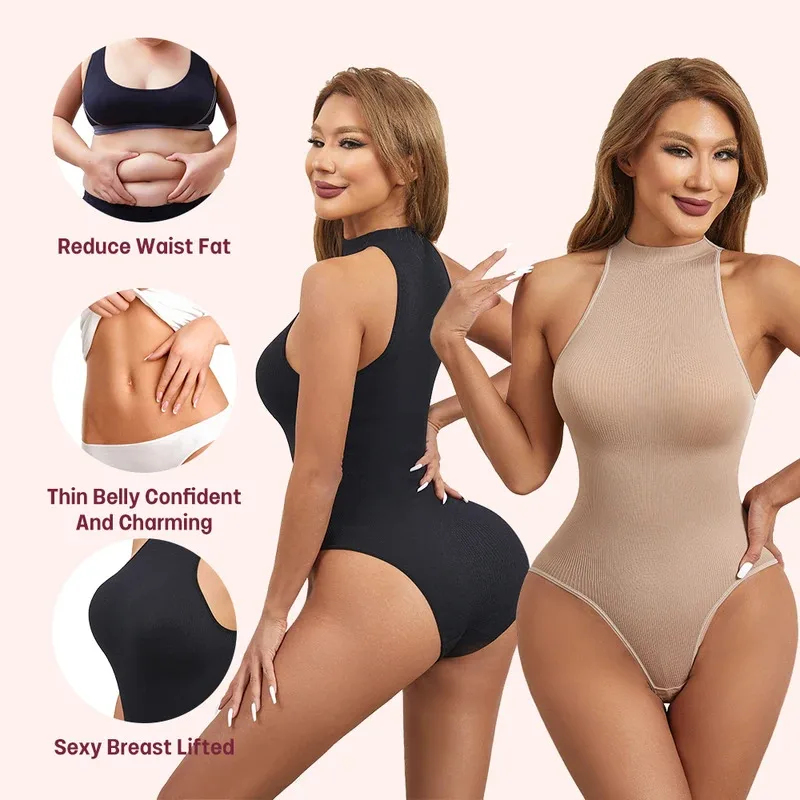 Shapewear Bodysuit Firm - 고탄성 바디수트 섹시 슬리브리스 크루넥 쉐이프웨어