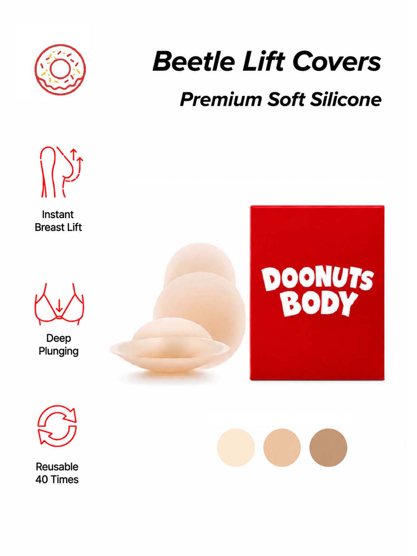 Nipple Cover Pasties - 두넛(DOONUTS) 투명 가슴 리프트 패치, 재사용