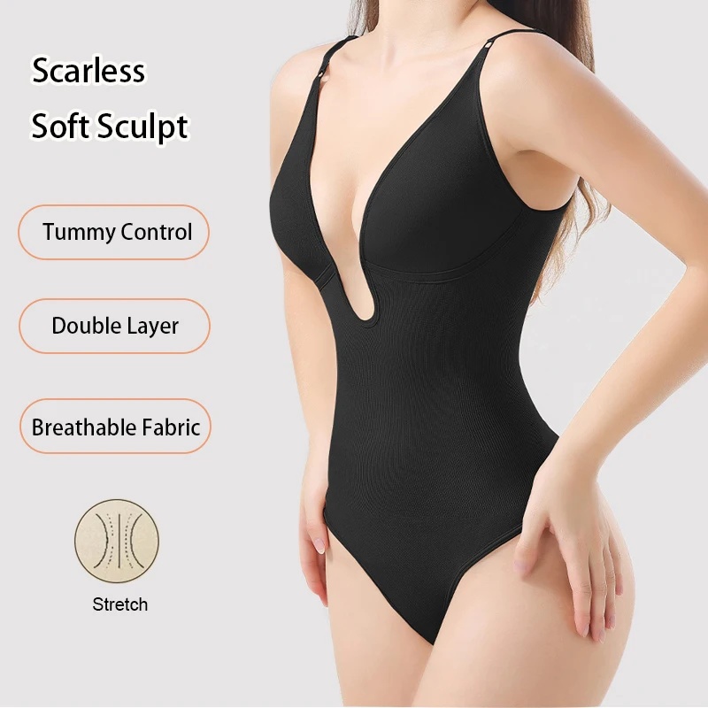 여성용 백리스 바디슈트 쉐이프웨어 딥 V넥 슬리밍 언더 - Shapewear Bodysuit Firm 리뷰 및 가격